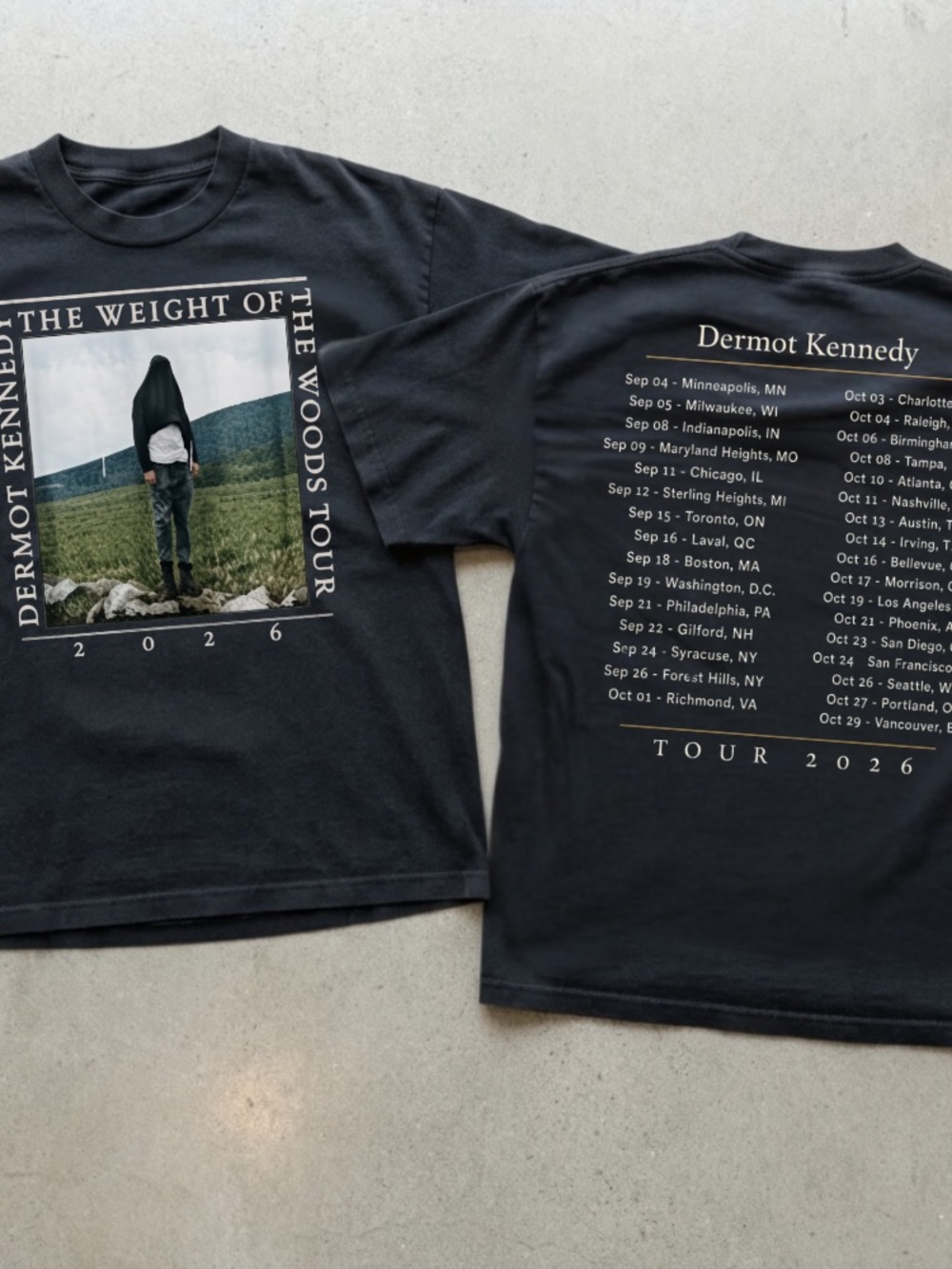 Dermot Kennedy The Weight Of The Woods Tour Concert Dates 2026 T-Shirt